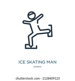 ice skating man thin line icon. winter, sport linear icons from sports concept isolated outline sign. Vector illustration symbol element for web design and apps.