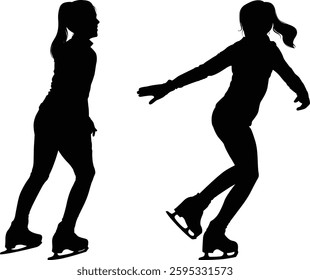 Ice Skating Moves Silhouette Vector