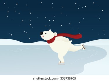 Ice skating polar bear