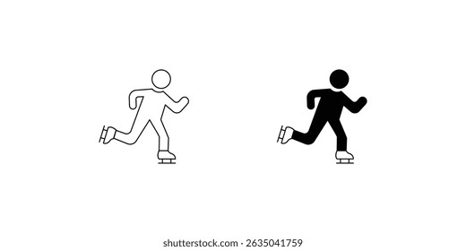Ice Skating set icon with white background vector stock illustration