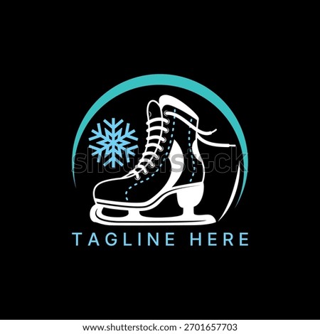 Ice skating shoes and cold snowflake woman active sport athletic freeze boot logo design graphic concept creative premium vector stock image top sell