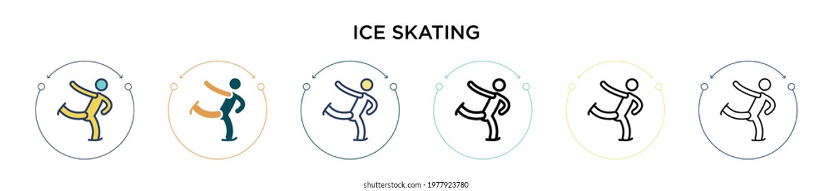 Ice skating sign icon in filled, thin line, outline and stroke style. Vector illustration of two colored and black ice skating sign vector icons designs can be used for mobile, ui, web