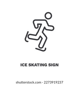 icono del signo del patinaje sobre hielo. Icono de señalización de patinaje sobre hielo de línea delgada de la colección de deportes y juegos. Vector de contorno aislado en fondo blanco. El símbolo de señalización de patinaje sobre hielo editable puede ser usado web y móvil