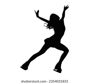 Ice skating silhouette on isolated white background. Vector illustration. Figure skater.