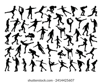 ice skating silhouette vector art white background