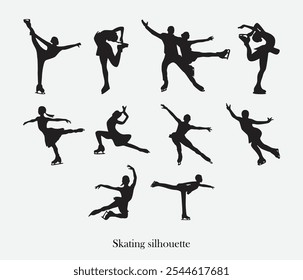 Ice skating silhouette vector bundle 