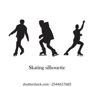 Ice skating silhouette vector bundle 