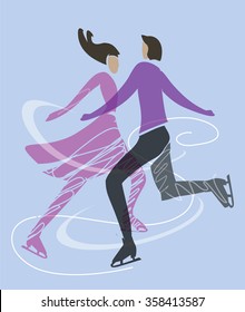 Ice skating skaters.
Stylized Silhouette of a couple of ice skating skaters. Vector available.
