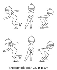 Ice skating sport vector illustration set 