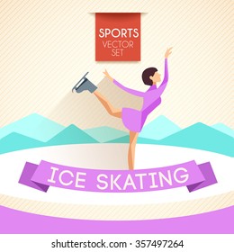 Ice Skating : Sports Flat design  : Vector Illustration