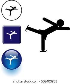 ice skating symbol sign and button
