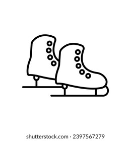 Ice skating vector icon. Ice skating winter skater shoes in black and white color.