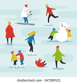 ice skating vector illustration flat design