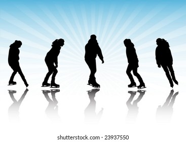 Ice skating vector silhouettes