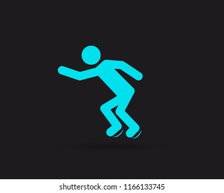 Ice Skating  vector web icon isolated on black background, EPS 10, top view