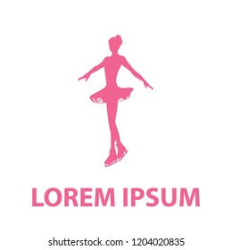 ice skating, young woman silhouette, logo template