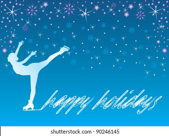 Ice skating/happy holidays vector