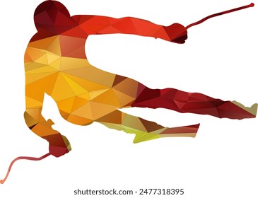 Ice Ski Skaters Sport Action Illustration