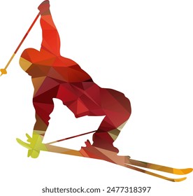 Ice Ski Skaters Sport Action Illustration