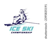 Ice Ski vector illustration logo design, perfect for event logo and ski school training