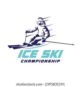 Ice Ski vector illustration logo design, perfect for event logo and ski school training