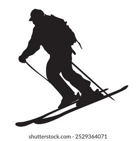 ice skier full isolated silhouette 