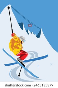 Ice Skiing Illustration for poster