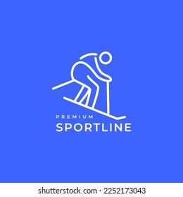 ice skiing sport snow season lines minimal modern logo design vector icon illustration template