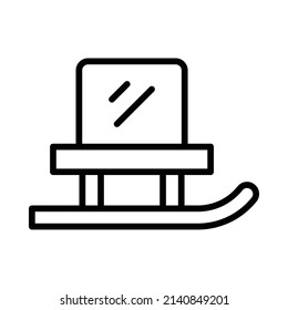 Ice Sleigh Icon. Line Art Style Design Isolated On White Background