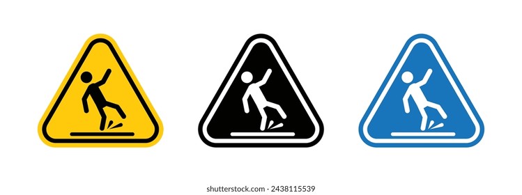 Ice Slip Hazard Warning. Caution Sign for Slippery Snow and Icy Surfaces.