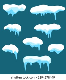 ice and snow caps set of isolated vector drawings