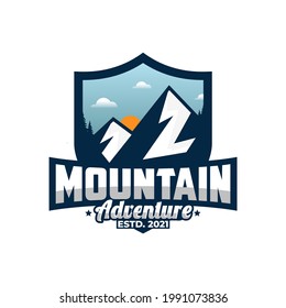 Ice Snow Mountain Badge , Mount Hike Peak, Forest Camp Vintage Logo