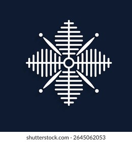 Ice snowflake background with silhouette shapes and holiday symbol set. Frozen crystal graphic for snowy wallpaper and outdoor decoration. Winter element collection for seasonal design.