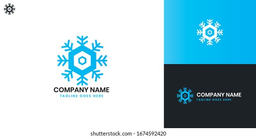 Ice Snowflake Logo - All elements on this template are editable with vector software