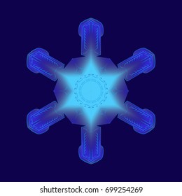 Ice snowflake on a blue background. Vector illustration.