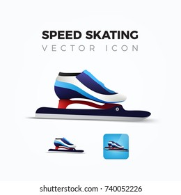 Ice speedskating skates realistic vector icon.