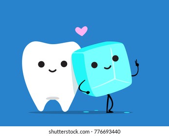 ice standing beside tooth making a pose