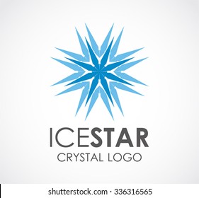 Ice star of cristal abstract vector and logo design or template blue light business icon of company identity symbol concept