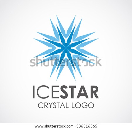 Ice star of cristal abstract vector and logo design or template blue light business icon of company identity symbol concept