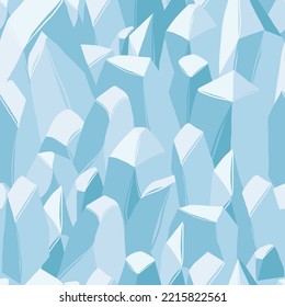Ice stone mountains cliffs seamless pattern. Snow rocky landscape background