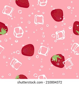 Ice and strawberry pink seamless vector pattern