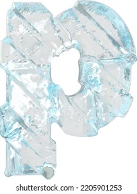Símbolo de hielo con correas gruesas diagonales. letra p