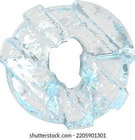 Símbolo de hielo con correas gruesas diagonales. letra o