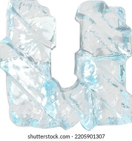 Ice symbol with diagonal thick straps. letter u