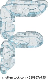 Ice symbol in the form of a digital font. letter f