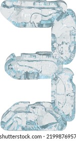 Símbolo de hielo en forma de fuente digital. número 3