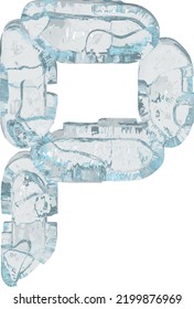 Símbolo de hielo en forma de fuente digital. letra p