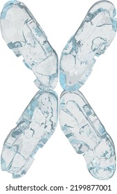 Símbolo de hielo en forma de fuente digital. letra x