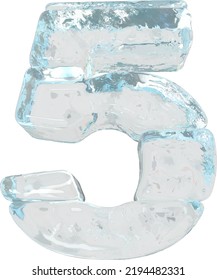 Símbolo de hielo hecho de bloques horizontales. número 5