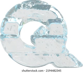 Símbolo de hielo hecho de bloques horizontales. letra q